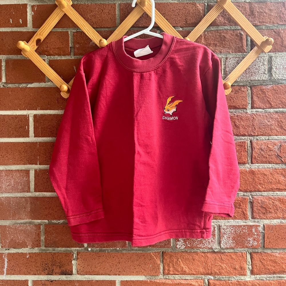 90's Vintage Kids Digimon Crewneck Sweatshirt with Embroidered Monster